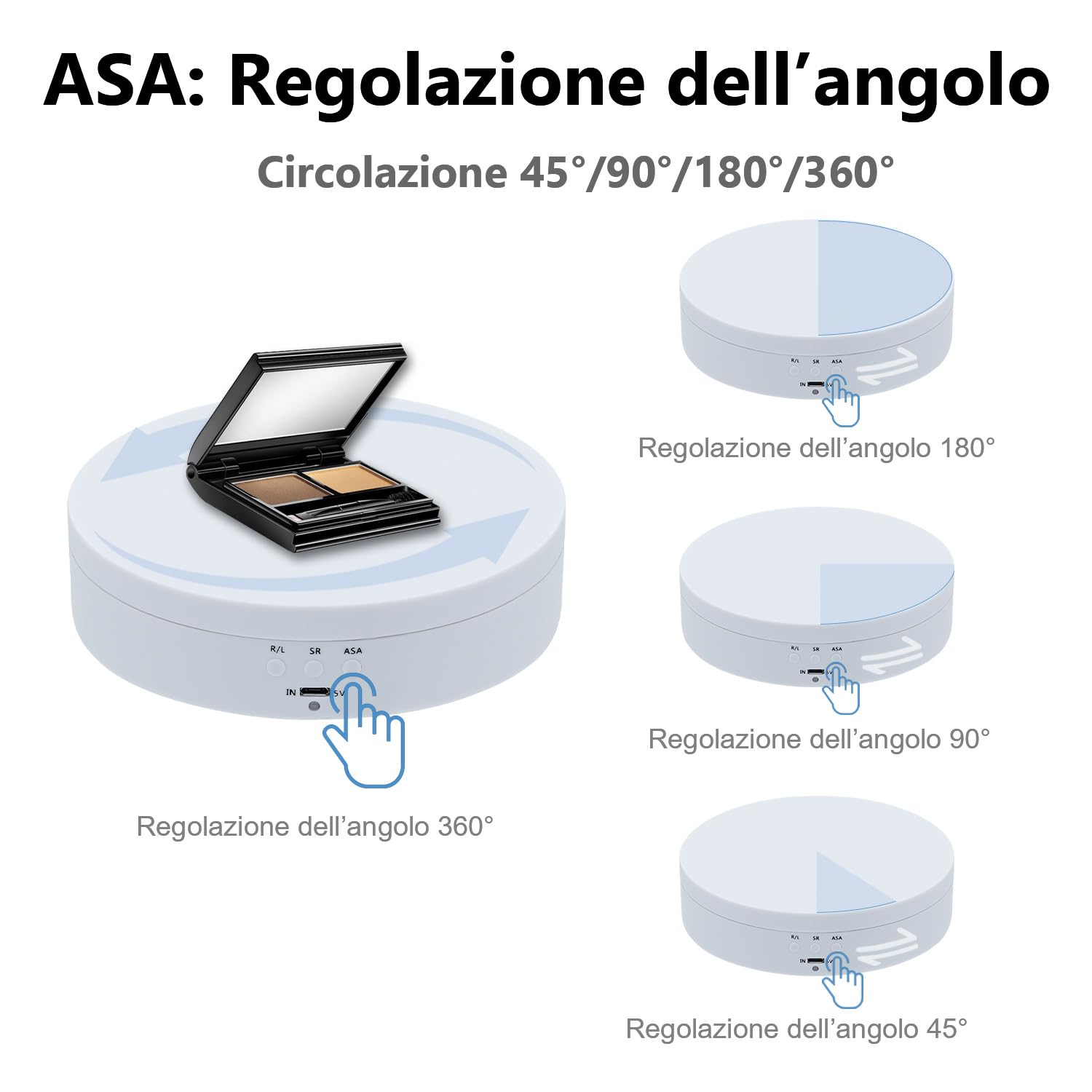 Mcbazel - Espositore Girevole a 360°, Girevole Elettrico da 4,6", Piatto Girevole Elettrico a Basso Rumore 3KG per Gioielli, Prodotti per Fotografia,Orologi, Tazze - Bianco