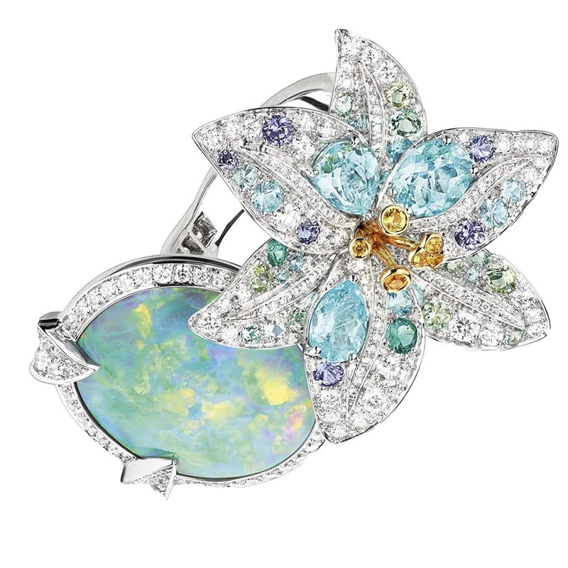 Fashion Ladies Colorful Female Flower Opal White Zirconia Crystal Ring For Women Party Jewelry Accessories size84