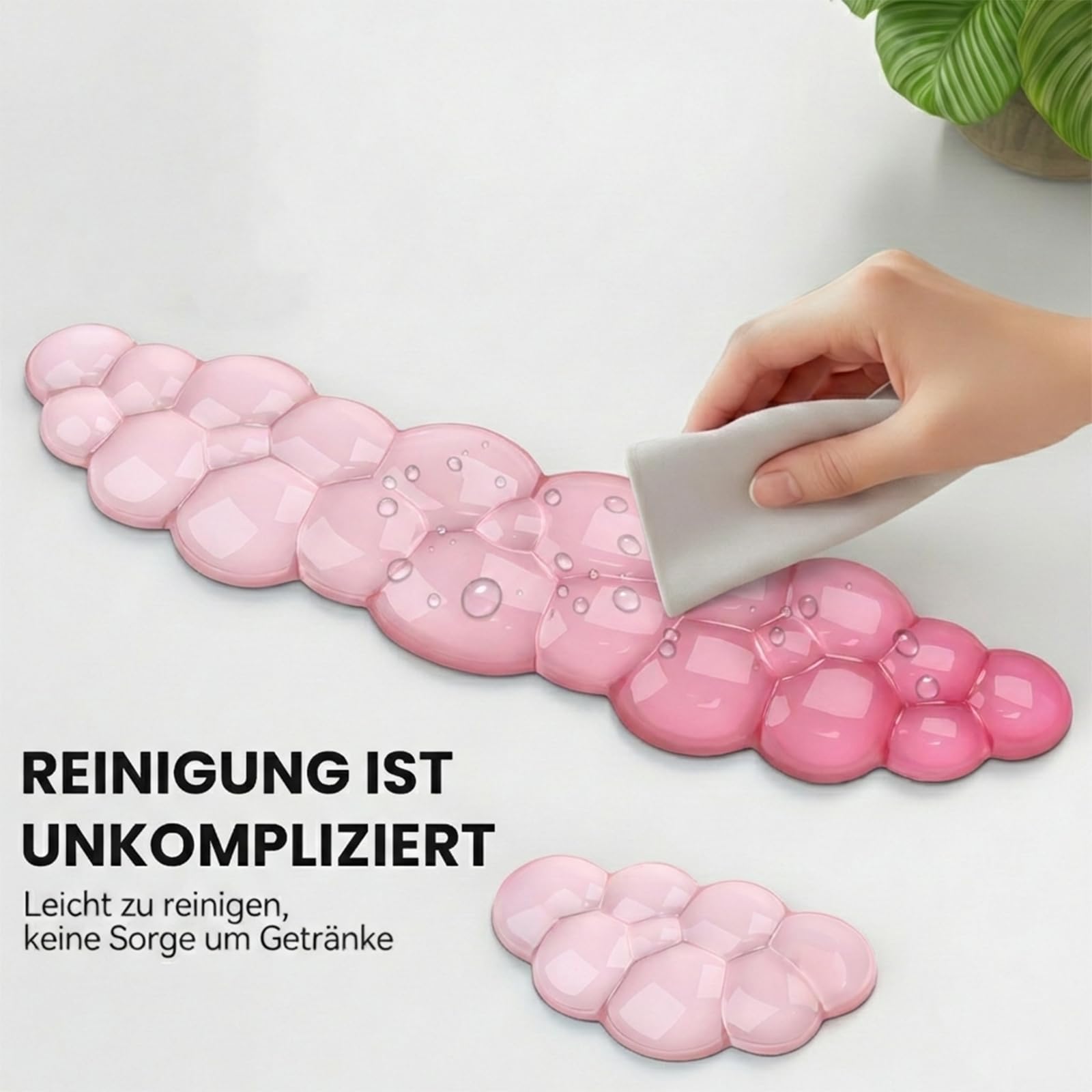 Juego de accesorios para gaming, reposamuñecas teclado y alfombrilla de ratón, reposamuñecas teclado para aliviar el estrés, rosa Cloud Desk