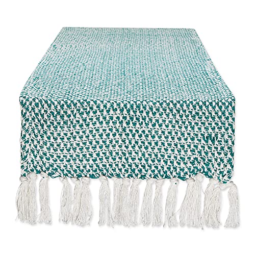 DII Woven Basics Collection 100% Cotton Knit Table Runner, 15x108, Teal