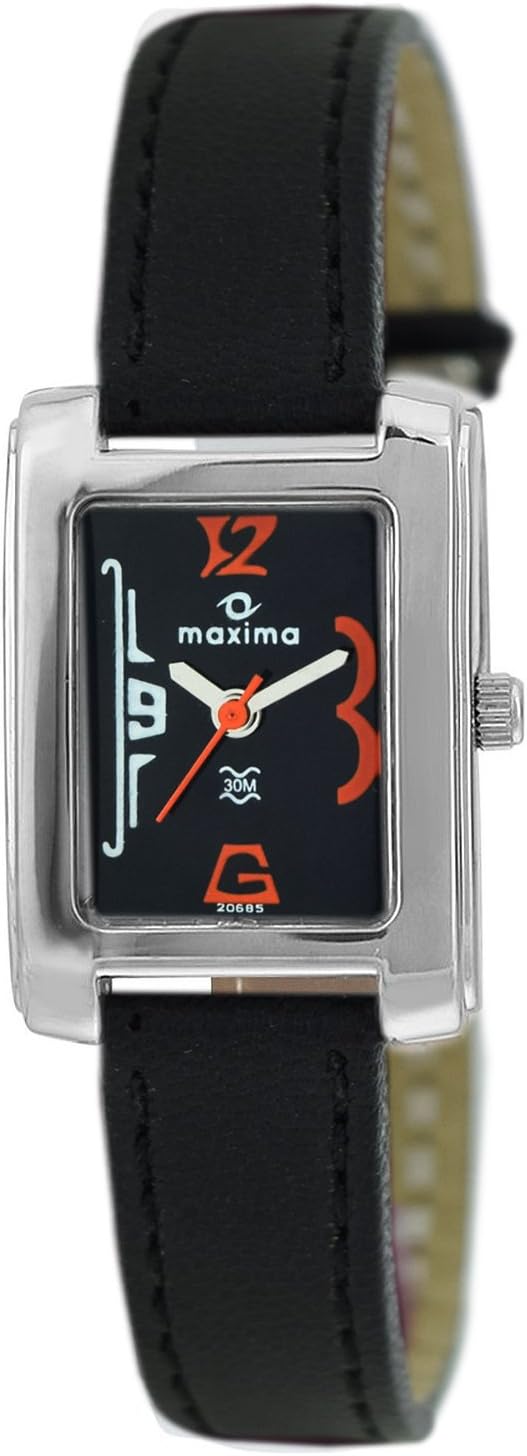 Maxima Plastic Attivo Steel Analog Black Dial Women Watch - 20685Lpli, Black Band