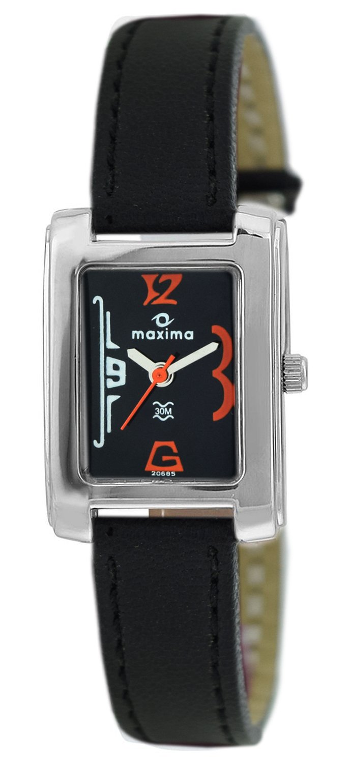 Maxima Plastic Attivo Steel Analog Black Dial Women Watch - 20685Lpli, Black Band