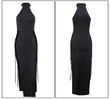 Amazon.com: Women Halter Neck Long Dress Sexy Cut Out Side