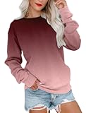 Women&apos;s Casual Round Neck Sweatshirt Long Sleeve Top Cute Pullover Loose Fit