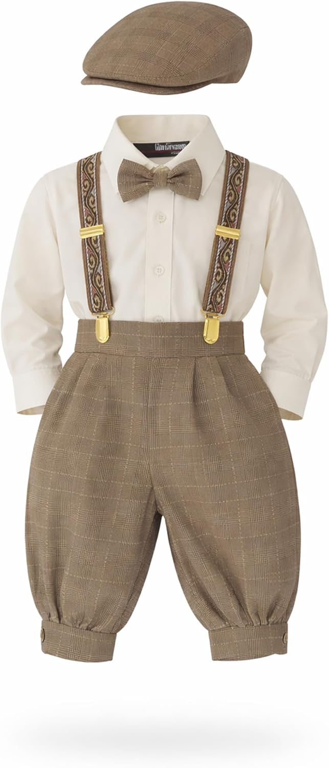 Gino Giovanni Vintage classic 1920s Boys Knicker Outfit with Suspenders Bow Tie & Hat