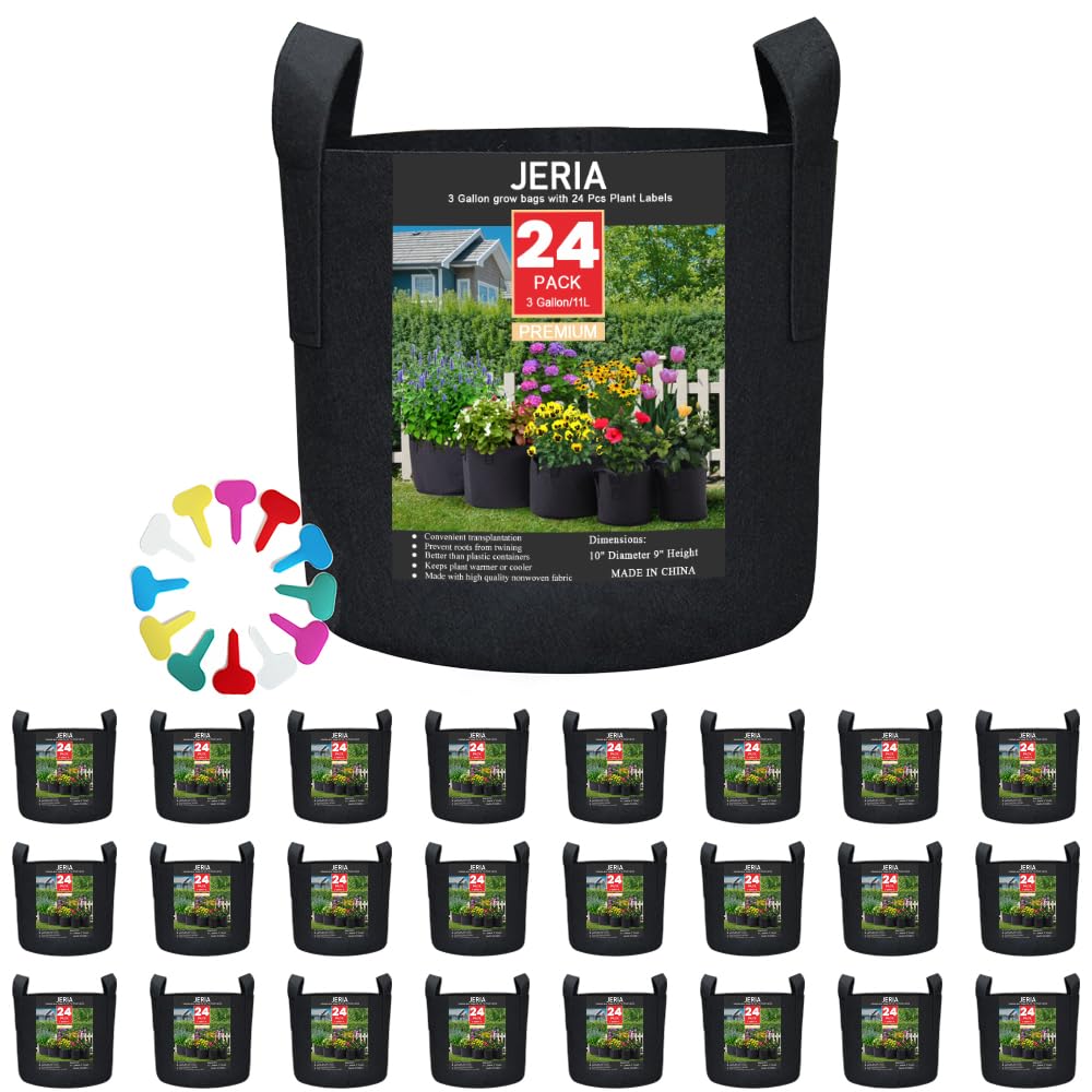 JERIA 24-Pack 3 Gallon Nonwoven Grow Bags