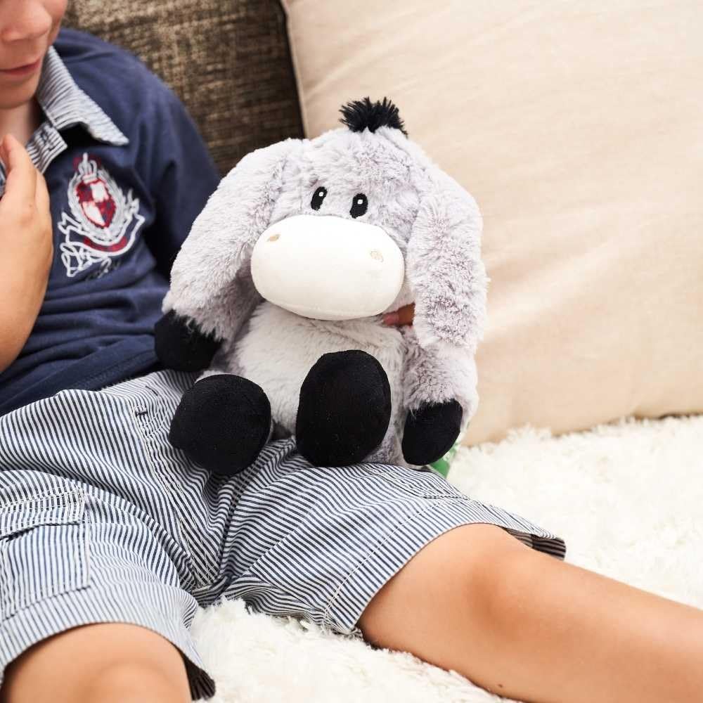 Pelucho - Bouillotte Peluche Ane - Bien-Être, Chaleur et Douceur - Micro-Ondable - Grains de Blé et Fleurs de Lavande - Fabriquée en France