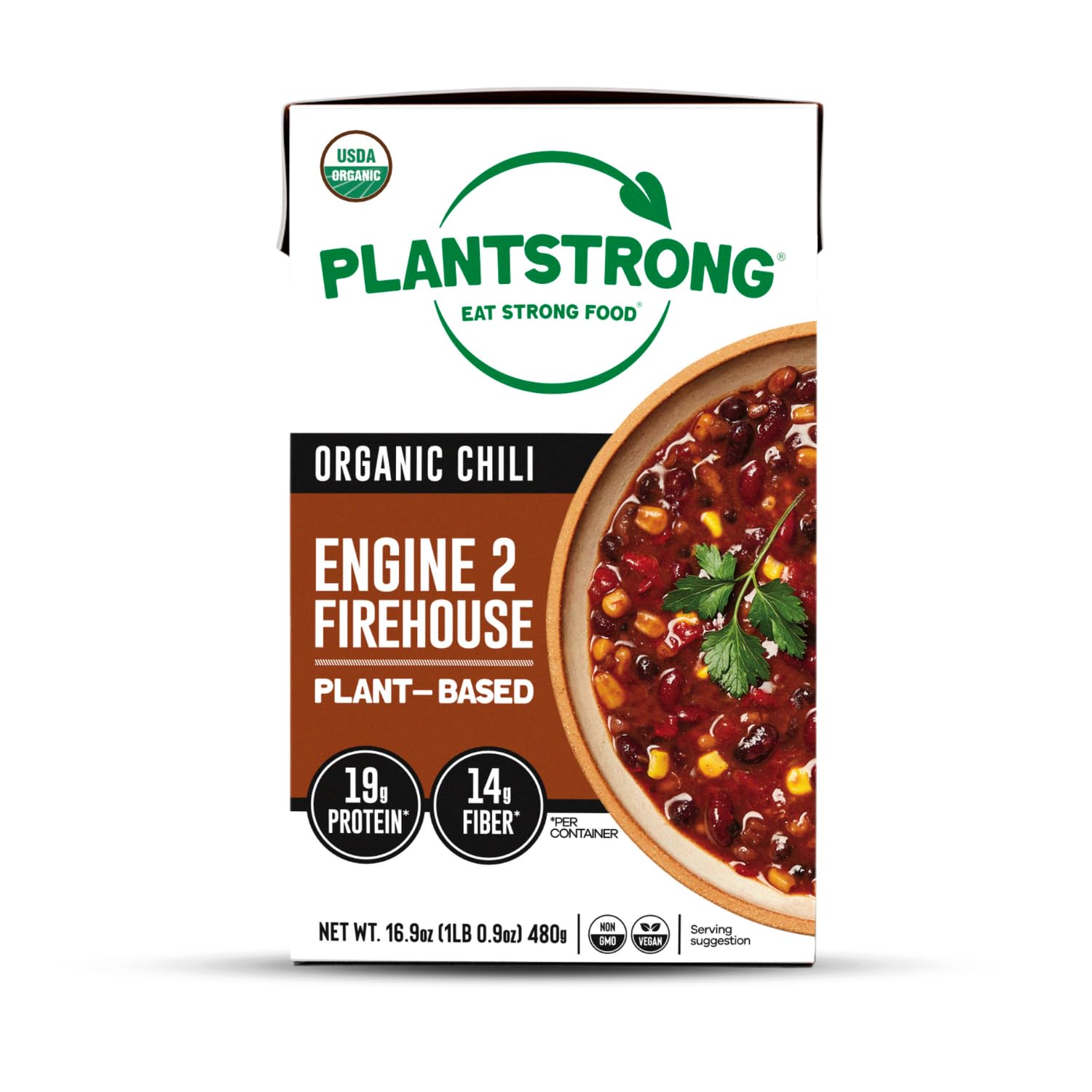 PLANTSTRONG Chili & Stew – USDA Organic, Non-GMO, Plant-Based, Vegan, Gluten-Free, Oil-Free, Lightly Salted, Ready to Heat & Serve (16.9 oz, Engine 2
