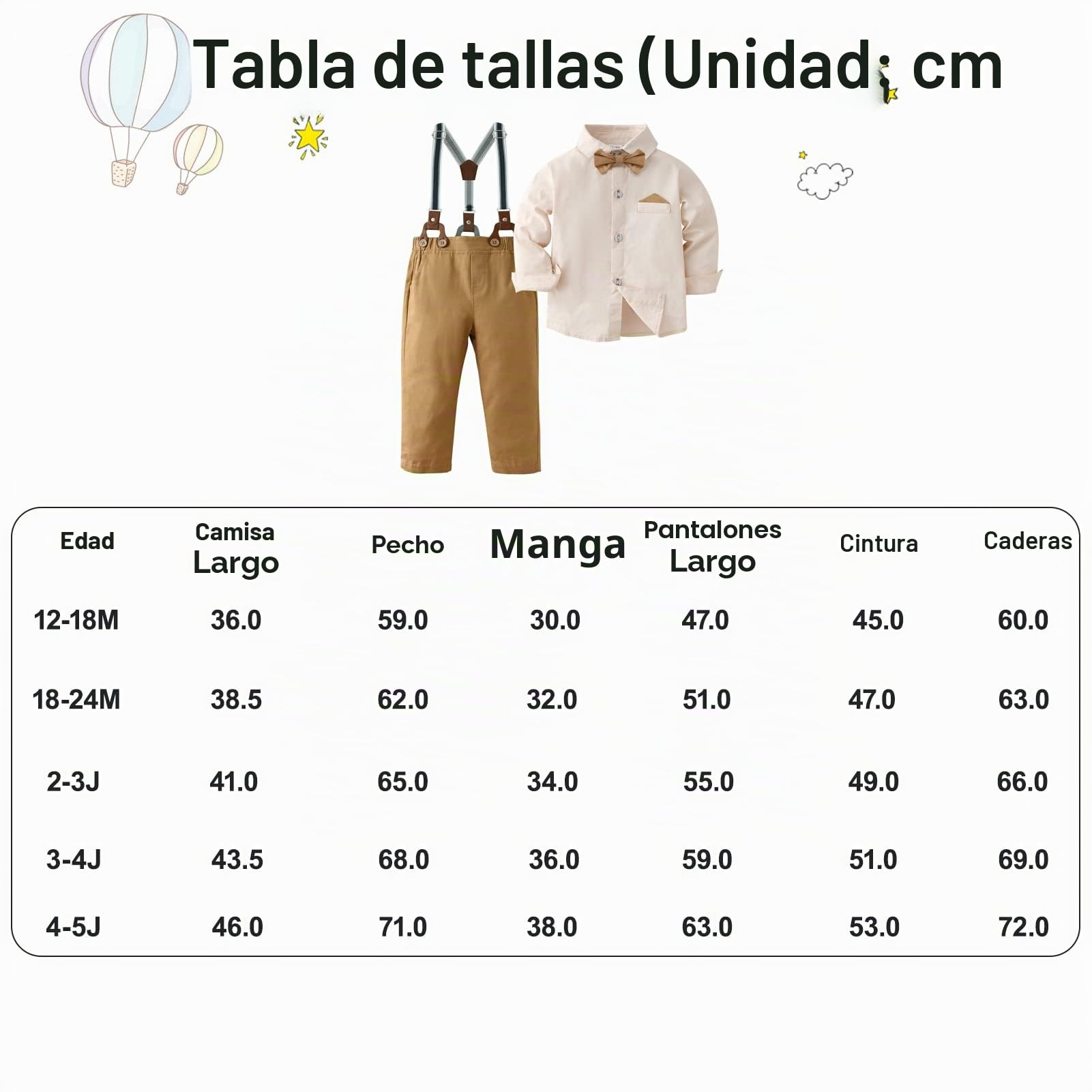 Traje de Conjuntos para Bebé Niño, Niño Conjunto Ropa Camisa con Pajarita + Pantalón Para Bautizo Boda