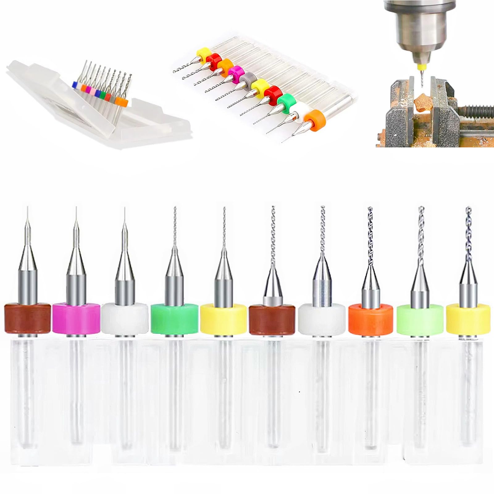 Sunkizzrs® 10-Pcs Tungsten Steel Carbide Micro Drill Bits Set (0.1mm-1mm) — 3mm Shank Precision PCB Drill Bits for Print Circuit Board/Amber/Resin/Beeswax/Dremel/Jewelry/CNC Punching Engraving-image-5