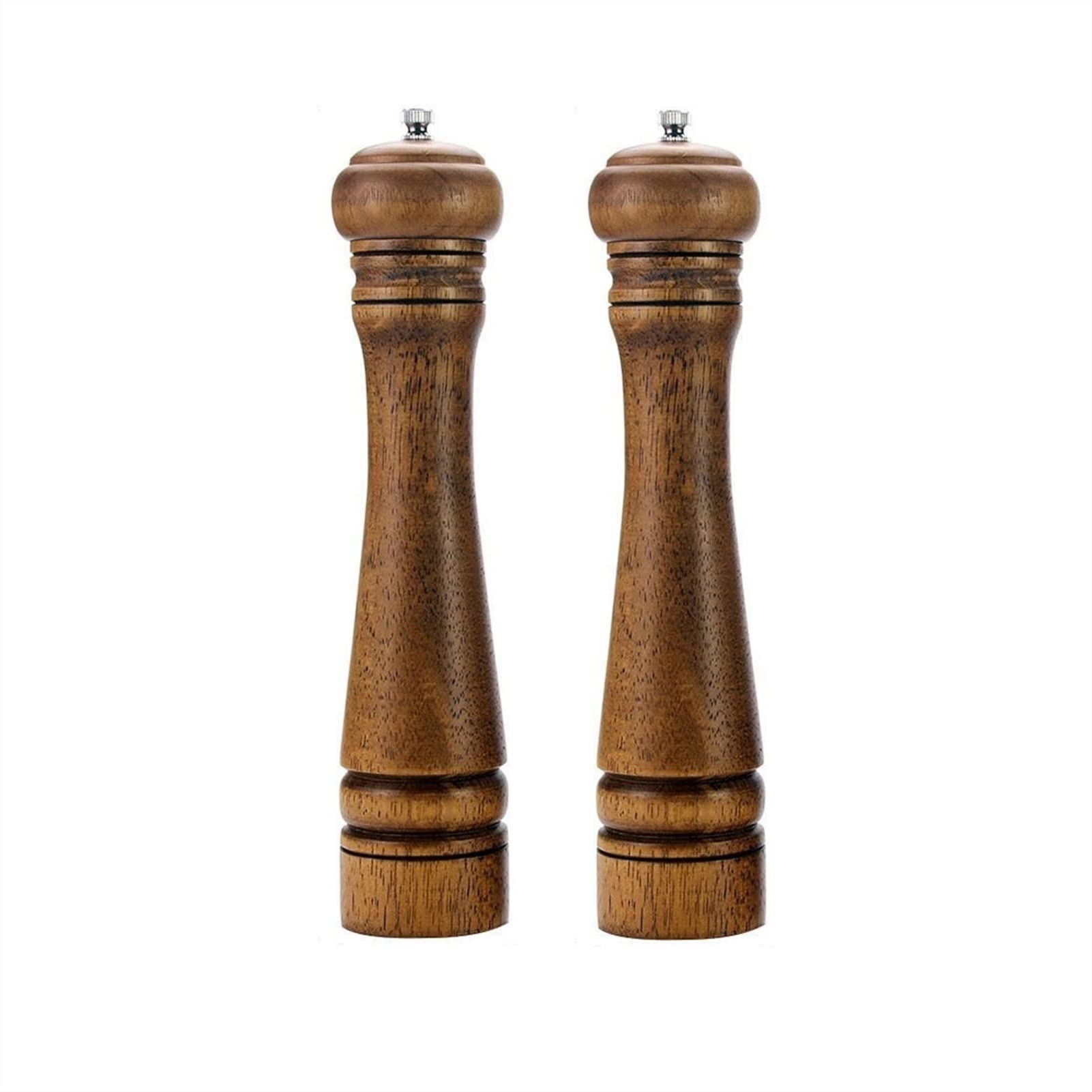 Gewürzmühle, Pfeffermühle, Salzstreuer mit verstellbarem Keramik-Rotor, Eichenholz, Pfefferstreuer, Salz- und Pfefferstreuer (Farbe: B, Größe: 12,7 cm)