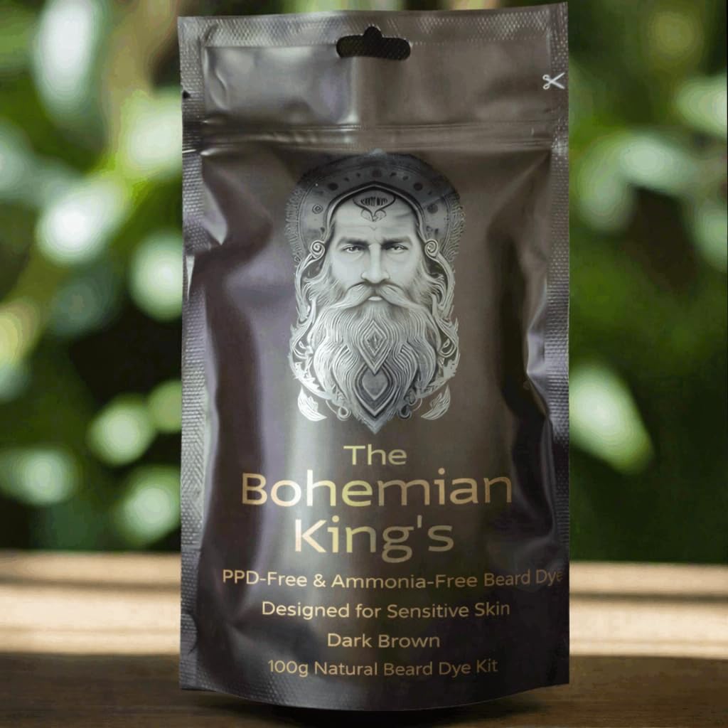 Tinte para Barba de The Bohemian King's para Hombres – Marrón Oscuro | Orgánico, Libre de PPD, Libre de Amoniaco | Coloración Suave para Barba para Piel Sensible | Fórmula Natural a Base de Plantas