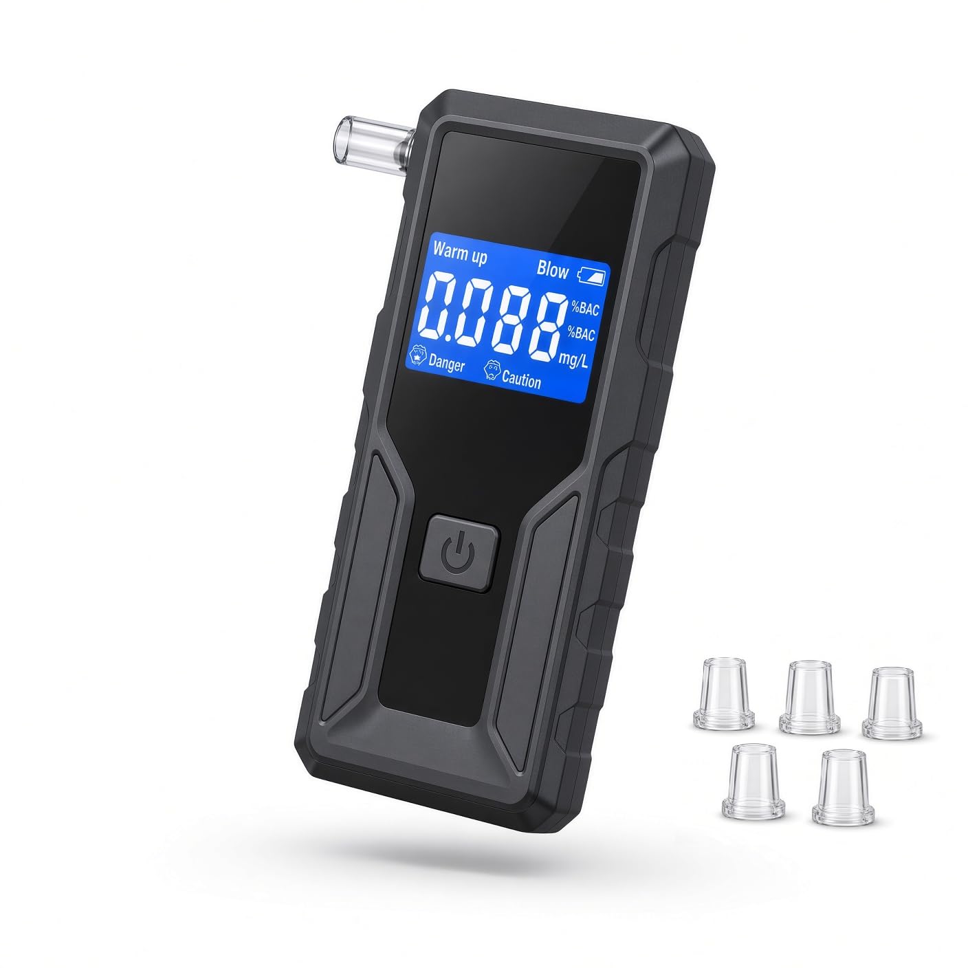 Breathalyzer for Alcohol, Portable Alcohol Tester, ±0.01% BAC Accuracy, Fast Results, 5 Mouthpieces