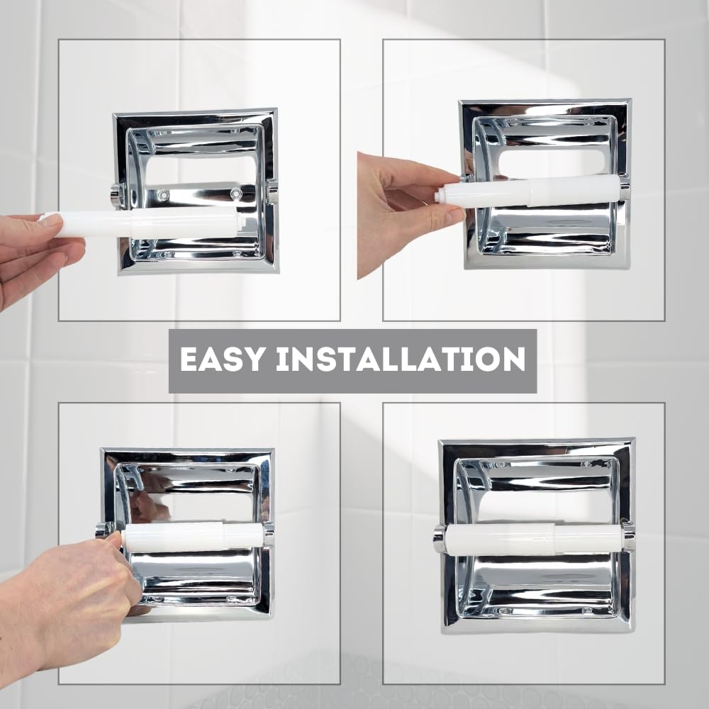 Spring Action - Rodillos de repuesto para papel higiénico, color blanco, paquete de 2 husillos, extremos escalonados para un ajuste seguro, rotación suave, compatibilidad universal, 6