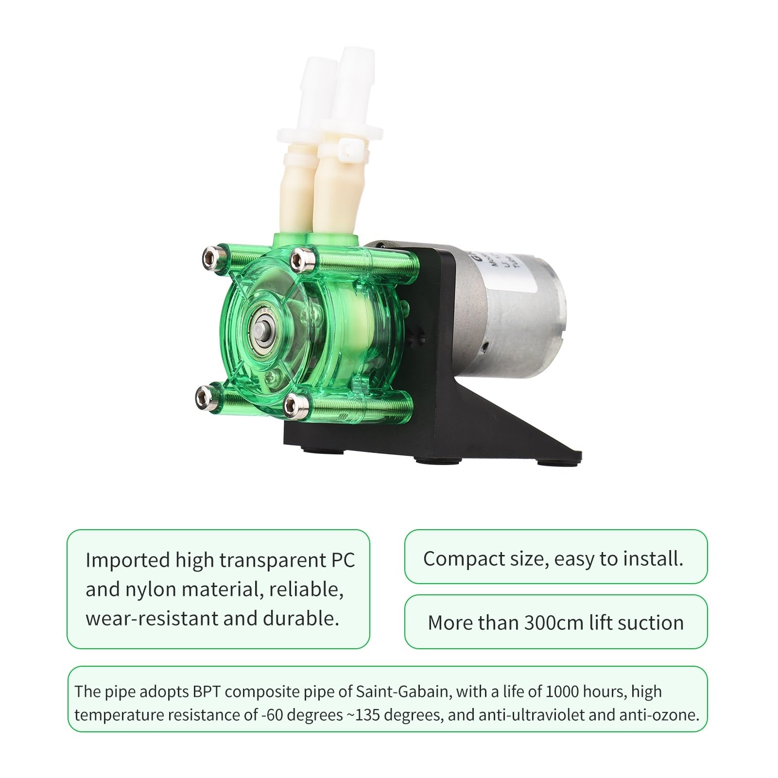 Bomba peristáltica, Bomba dosificadora de 24 V CC, bomba peristáltica, minibomba agua líquida, gran caudal, tubo BPT peristáltico, autocebante, 700 ml/min