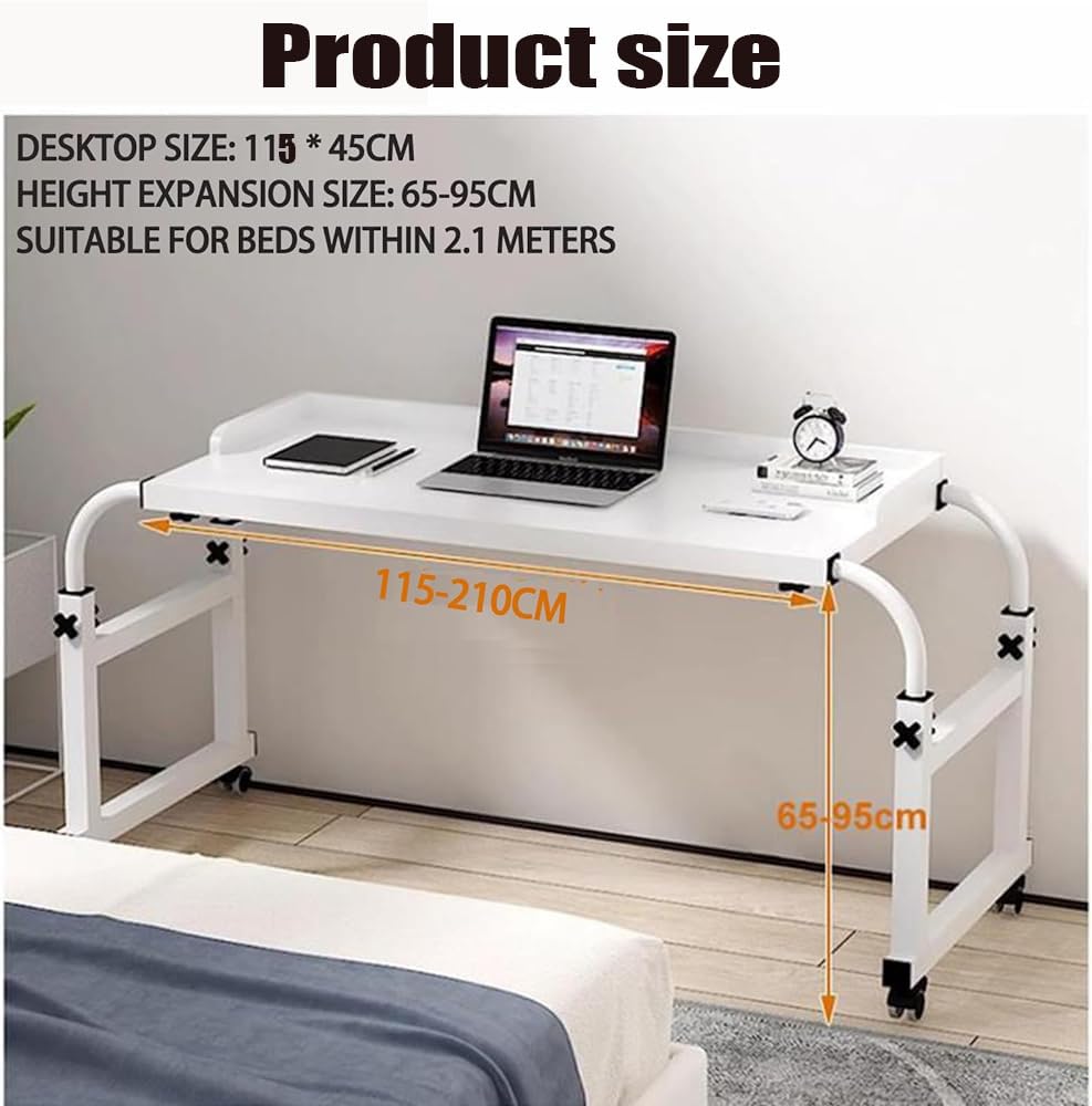 Tavolino Con Rotelle，Mobilitätstisch über Dem Bett Höhenverstellbarer Betttisch Mit Rollen Pflegetisch Laptoptisch Pflegehilfsmittel Betttische(Color:Legno)