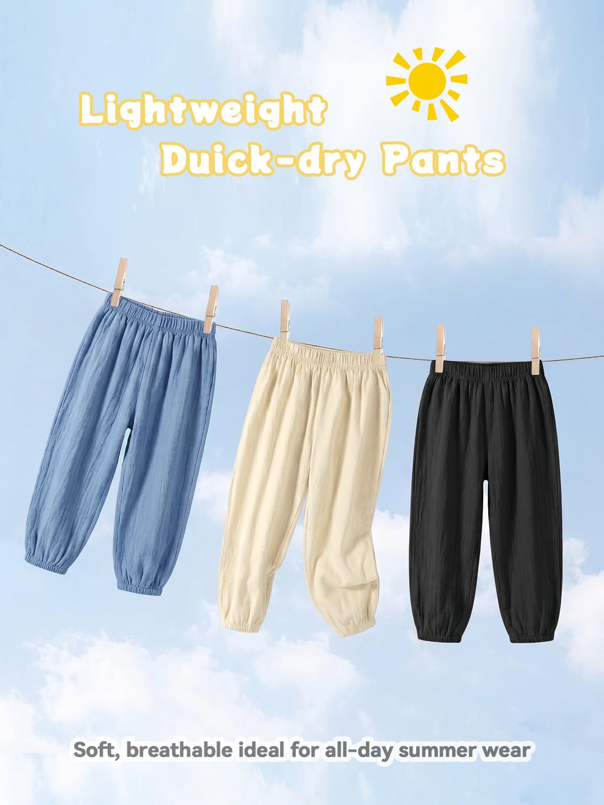 Miipat Pantalones Bebé Niña 3pcs Niño Pequeño Casual Pantalones Largos Niños Verano Suave Elástico Cintura