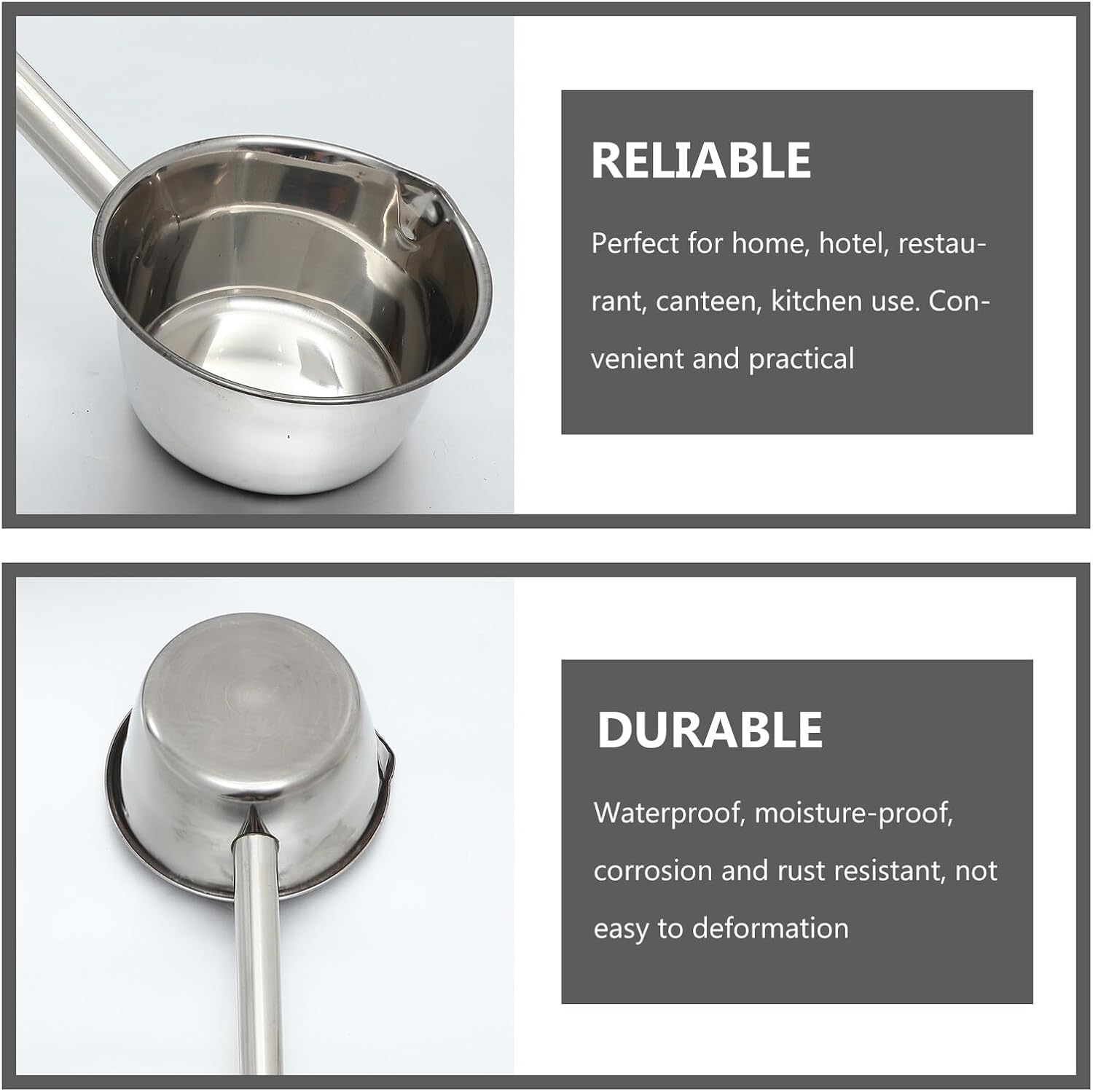 SUPVOX Long Handle Stainless Steel Water Scoop Ladle 45cm Thickened Metal Watering Spoon for Kitchen and Garden Use with Spout