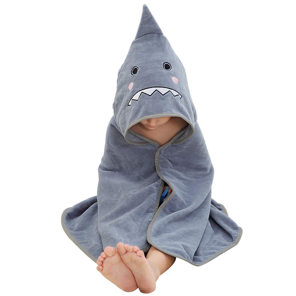 COOKY.D Unisex Baby Toddler Kids Animal Hooded Cotton Shower Beach Bath Towel Swimming Robe, 0-6 Years Old, 90x90cm, Grey