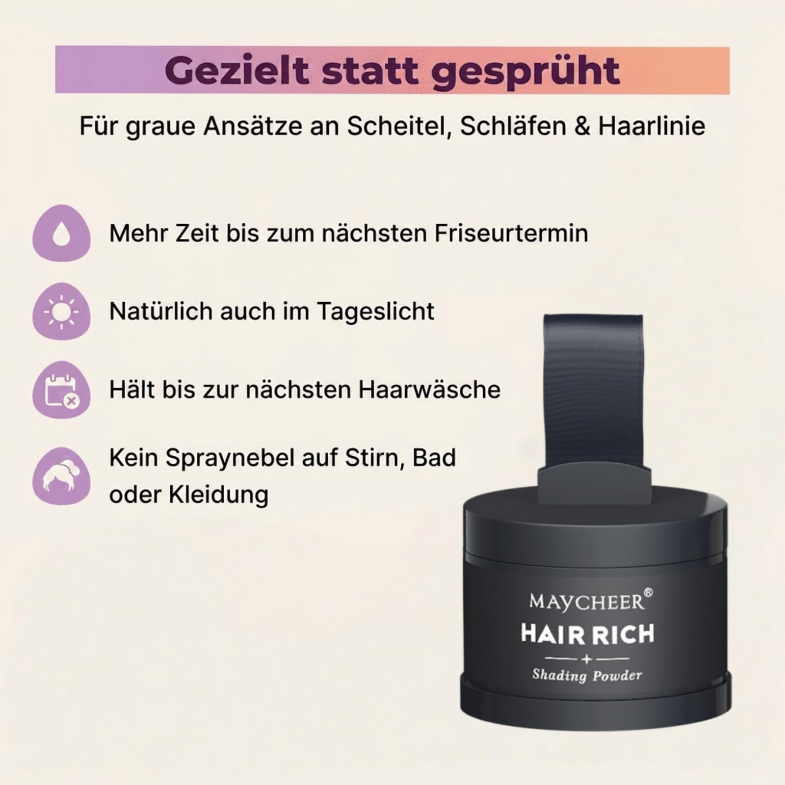 Watch Me Out Haarkaschierer,Haaransatz Concealer Puder,Wasserdicht Schweißfest Haarverdichtungspuder,Natürliches Haar Make-up zum Kaschieren von lichten Haaren,Schont Das Haar