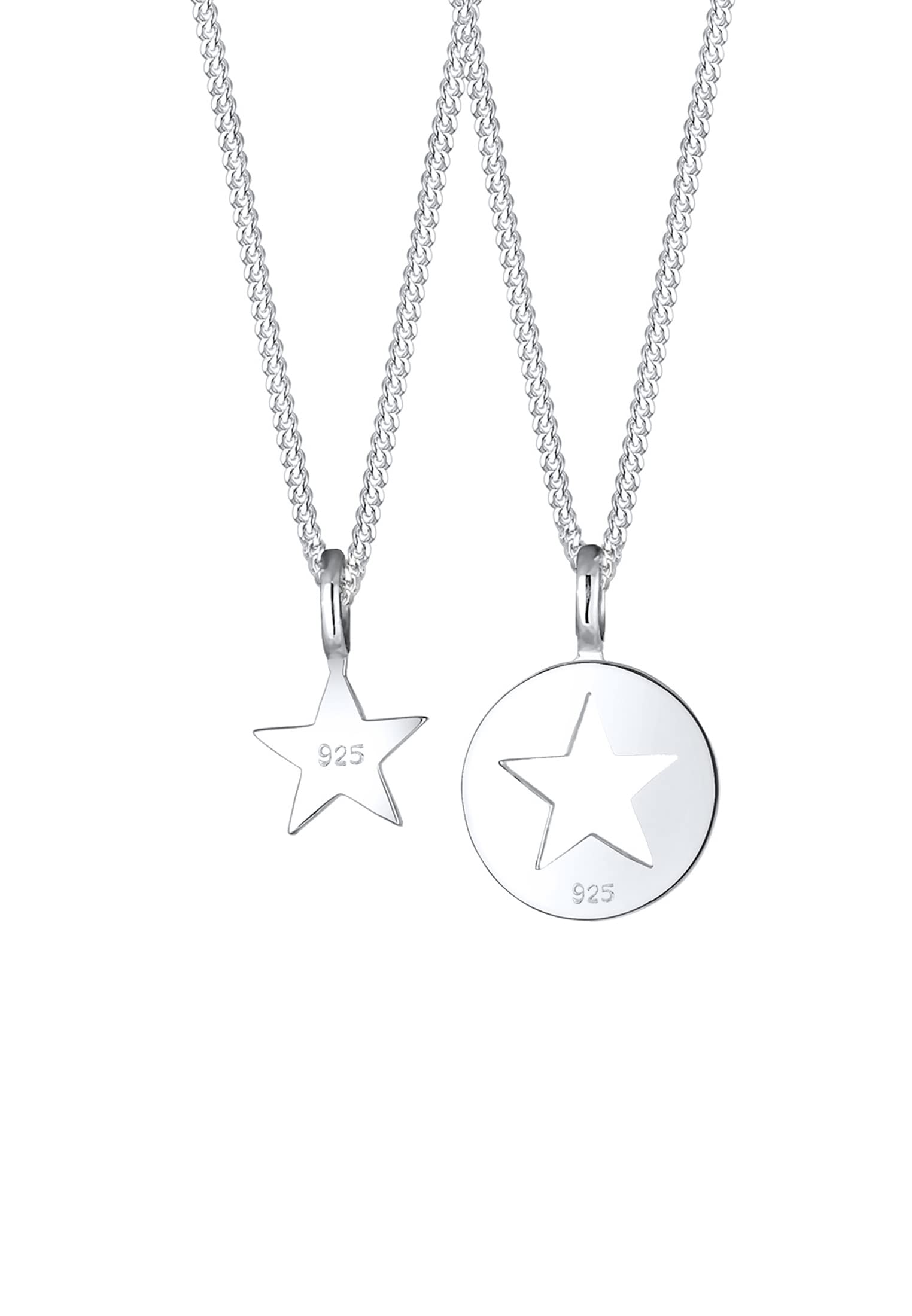 Elli Collares Mujeres Juego Colgante de Estrella Cut-Out Madre Hijo en Plata de Ley 925