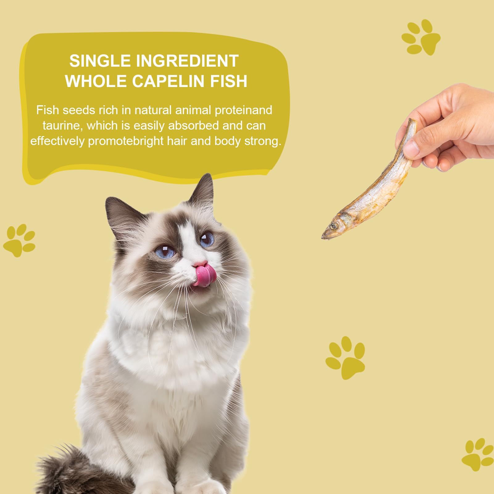 Freeze Dried Capelin Fish - Single Ingredient Cat and Dog Treats Natural Animal Protein Healthy Tasty Snacks for Training (85g)