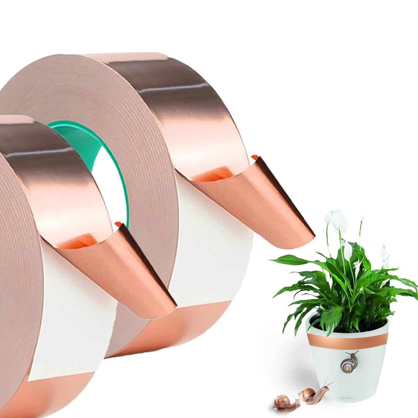 25mm x 20m Copper Slug Tape Snail Slug Repellents Tape More Wide Adhesive Copper Slug Snail Barrier Tape for Slug Snail Deterrent Pest Control Guitar Repairs Paper Circuits DIY Crafts