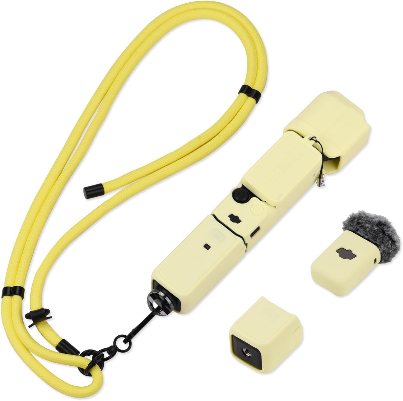 Pocket 3 Silicone Cover & Lanyard Strap, Protective Case for DJI Osmo/Xtra Muse Accessories(Yellow)