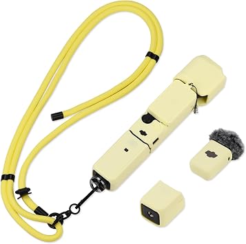 Pocket 3 Silicone Cover & Lanyard Strap, Protective Case for DJI Osmo/Xtra Muse AccessoriesYellow