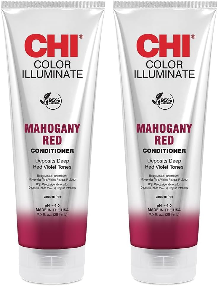 Image of CHI Color Illuminate Conditioner,Helps Maintain Fresh Color In Natural & Color-treated Hair,Sulfate,Paraben,& Cruelty-Free,Mahogany Red,8.5 Oz,(Pack of 2)