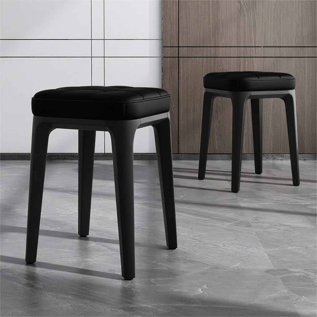 Barhocker-Set mit 2 Stück, rückenfreie Hocker in Gegenhöhe, industrielle stapelbare Barstühle mit Fußstütze für Küche/Esszimmer/Bistro/Terrasse (Schwarz 9)