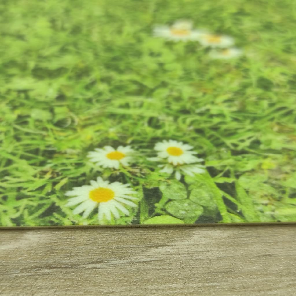 Tadi & Imperio1979 Tapis Vinyle imprimé Fleurs avec Gazon numérique pour Salon, Cuisine, Salle de séjour, entrées, Chambre à Coucher avec Dos PVC antidérapant.