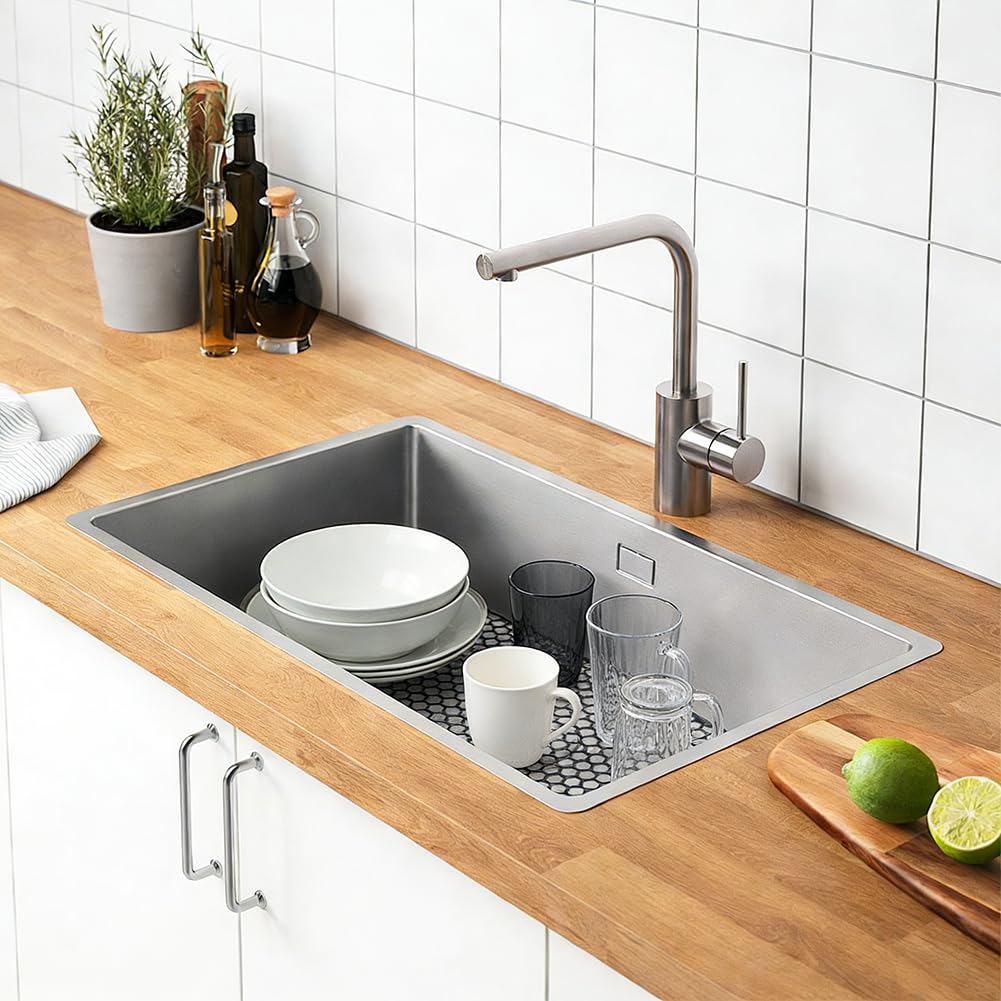 Tappetino per lavello, in silicone, 72 x 40 cm, antiscivolo, per scolapiatti da cucina, tappetino protettivo per lavello