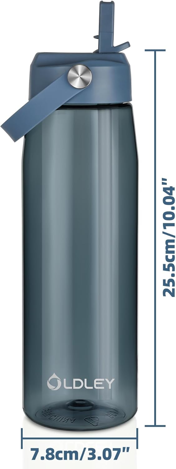 OLDLEY 32 oz Water Bottle with Straw, Leakproof Sports Water Bottle with Carry Strap, BPA-Free Large Water Bottles for Home,Travel, School, Outdoors, Gym, Tritan, Ink Blue - Image 6