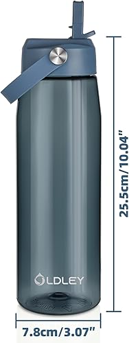 Miniatura 6 de OLDLEY Botella de agua de 32 onzas con popote, botella de agua deportiva a prueba de fugas con correa de transporte, botellas de agua grandes sin