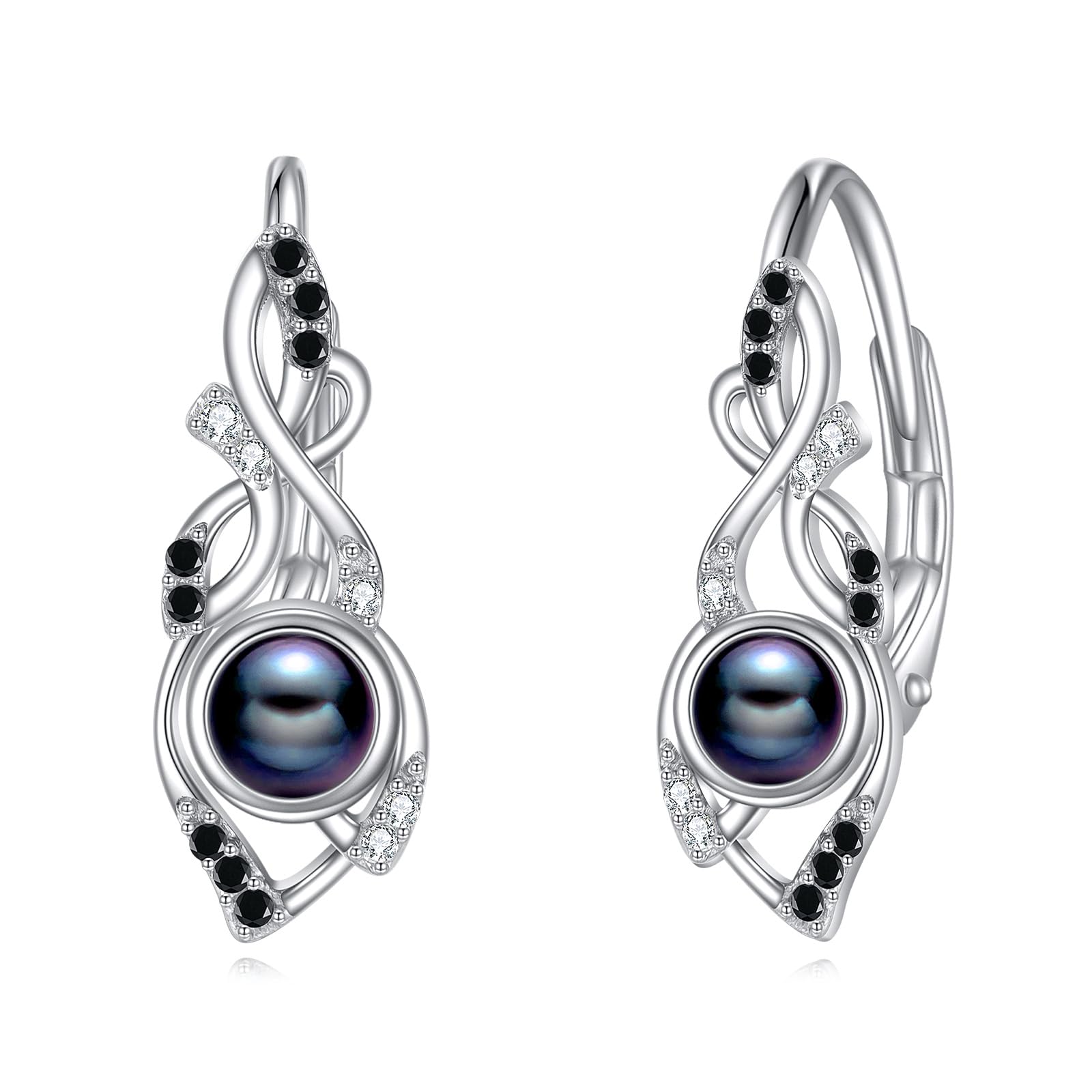 Mondstein/Perle Ohrringe für Damen 925 Sterling Silber Leverback Ohrstecker Tropfen Ohrringer Schmuck Geschenk für Mädchen