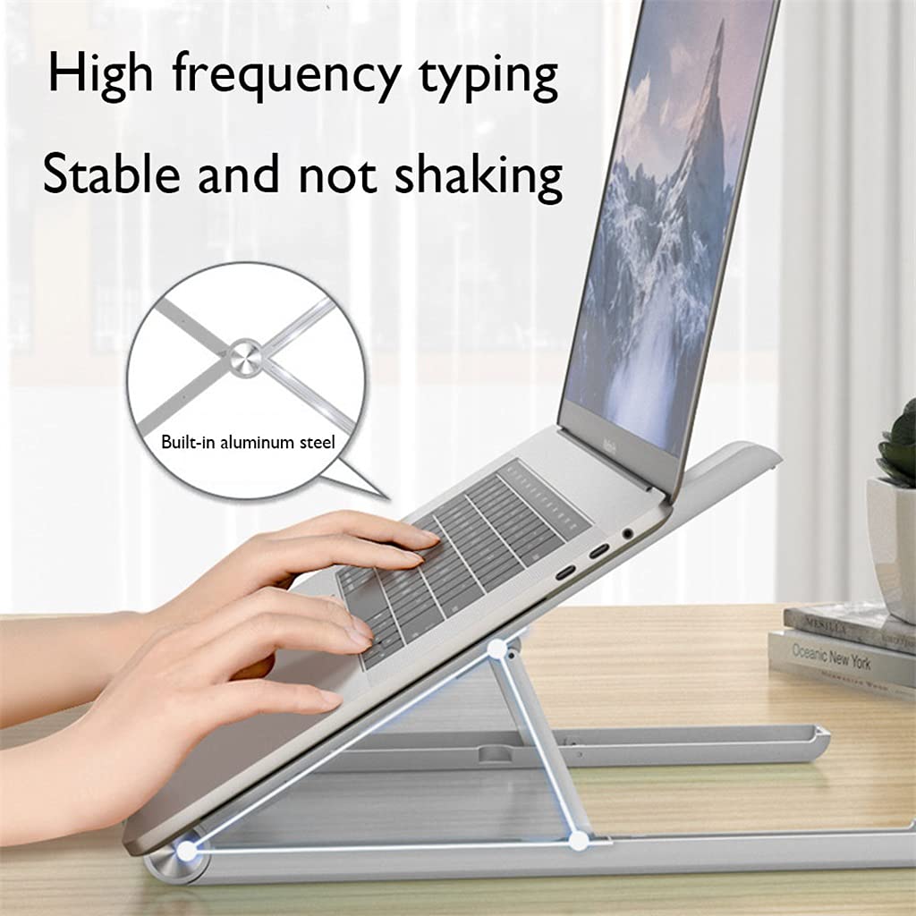 Supporto per laptop Supporto per supporto Riser Base per staffa portatile pieghevole regolabile in altezza per supporto per tablet PC notebook da 11-17 pollici(Blanco)