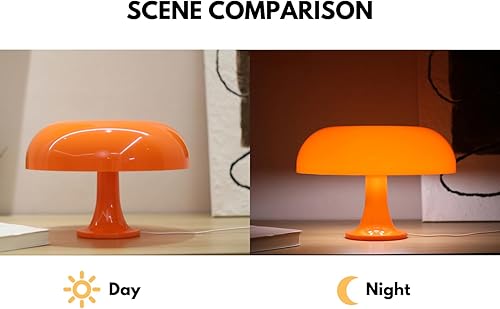 Miniatura 6 de Lámpara de hongo naranja, lámpara de dona en forma de hongo con 3 modos de iluminación, luz moderna retro de mediados de siglo de los años 70 para