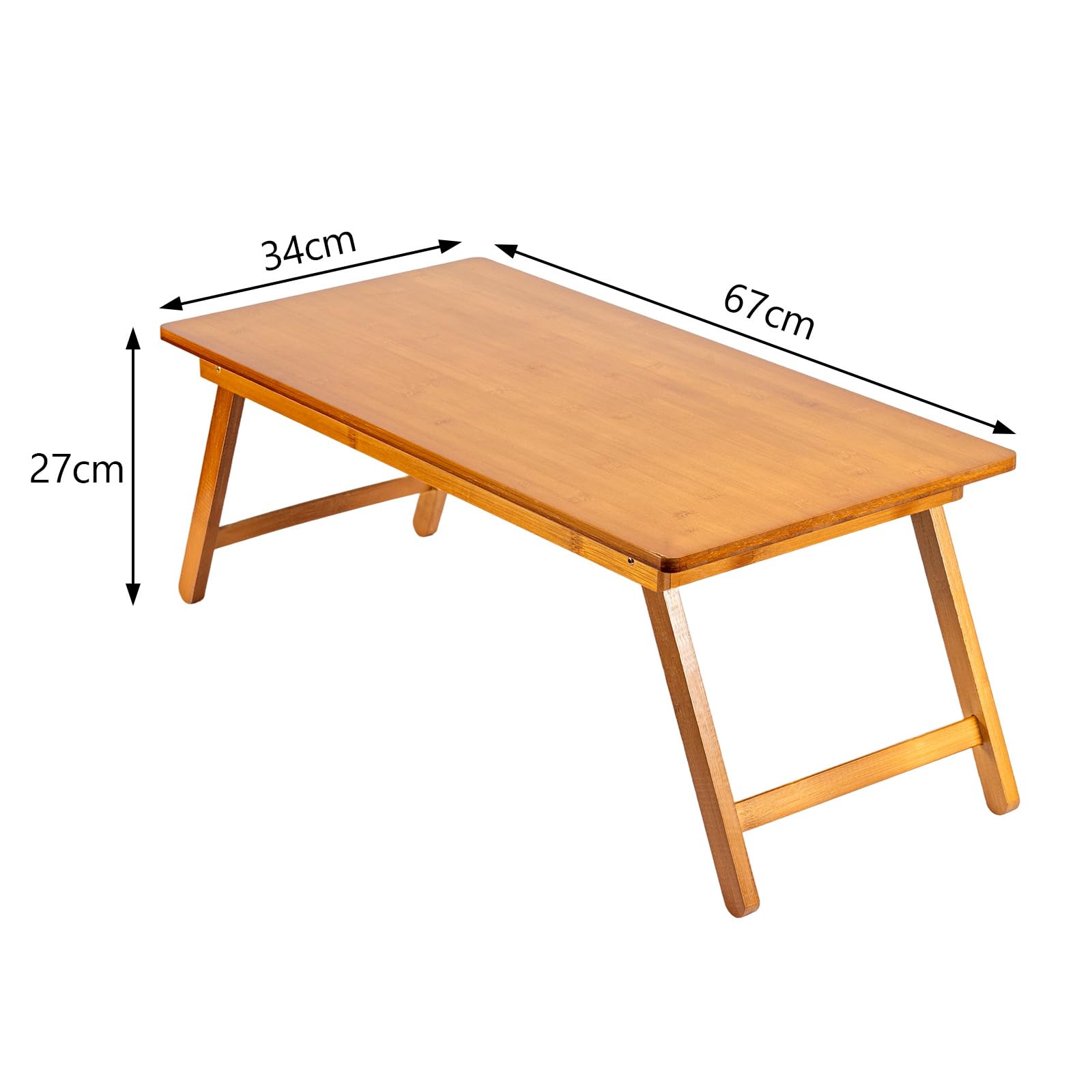 Niedriger Klapptisch aus Bambus 67x34x27 cm – Kleiner Faltbarer Beistelltisch für Balkon, Camping, Sofa, Bett oder Outdoor, robust, geruchsneutral, platzsparend