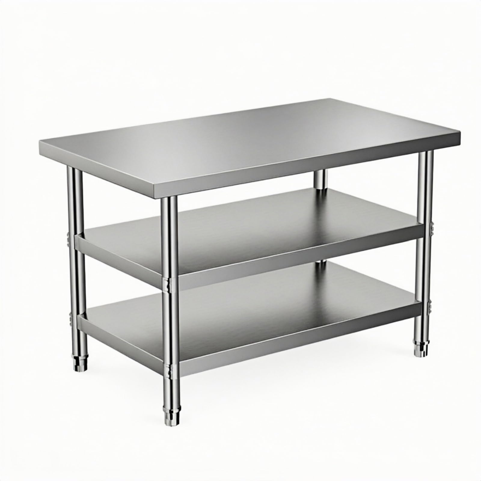 Tavolo di preparazione in acciaio inossidabile, tavolo da lavoro da cucina resistente con ripiano inferiore, postazione di lavoro commerciale per ristorante, garage, barbecue all'aperto (100,1 x 80 x