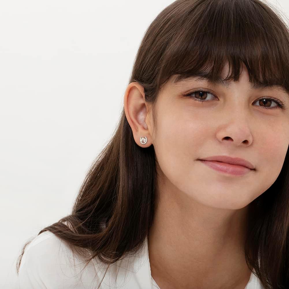 In Season Jewelry Horse Stud Kids Earrings - 925 Sterling Silver Hypoallergenic Earrings for Girls with Secure Push Back Locking - Safe & Comfortable for Kids & Little Girls - Image 2
