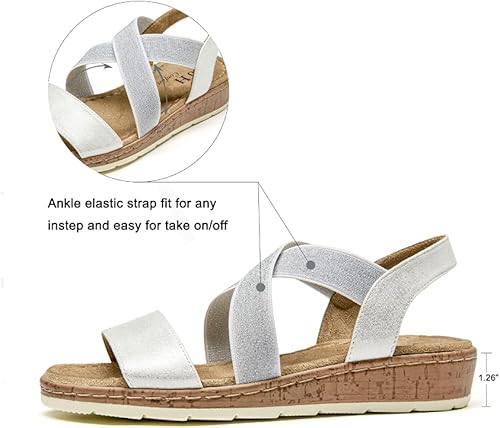 Miniatura 2 de VJH confort Women's Flat Sandals, Comfort Slip-on Elastic Ankle Strap Slingback Light Weight Casual Walking Sandals
