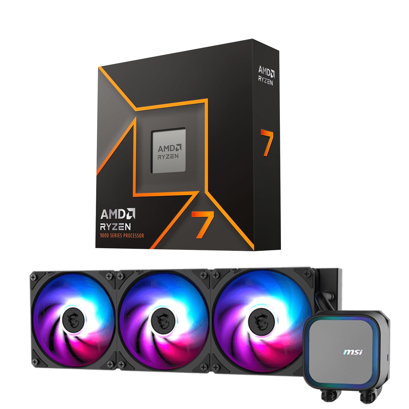 MICRO CENTER AMD Ryzen 7 9700X CPU Processor with MSI MAG Coreliquid A13 360 AIO ARGB CPU Liquid Cooler 360mm Radiator LGA 1700/1851 / AM5/ AM4 Compatible