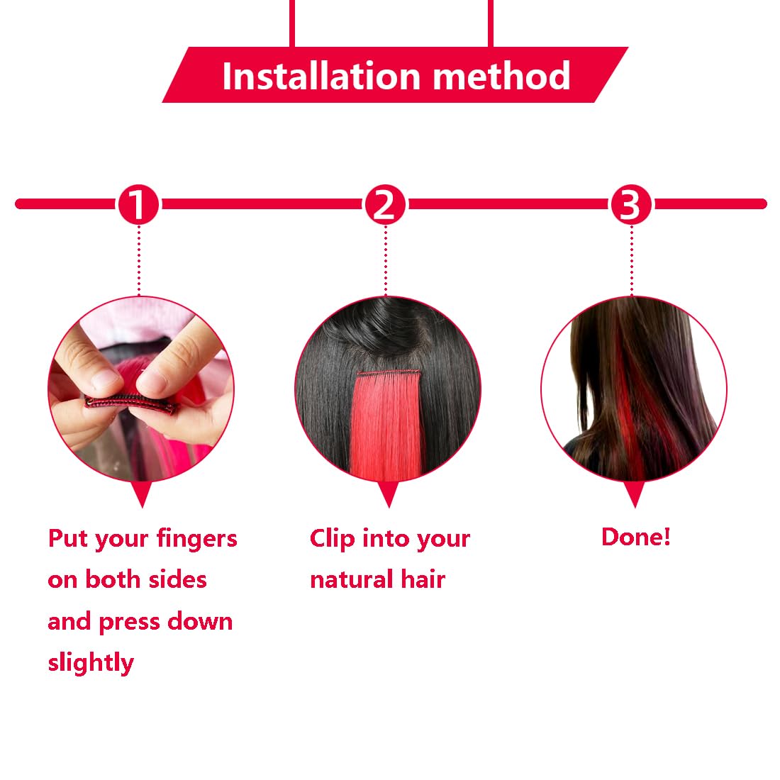 Amazon.com : RINBOOOL Red Hair Extensions Clip in, 22 Inch  display picture 1