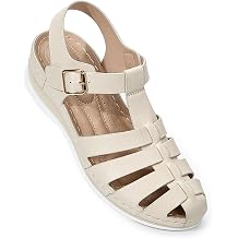 Closed Toe Sandals Women, Comfortable Fisherman Sandal for Womens Wide Width Summer Dressy Wedge with Adjustable Strap