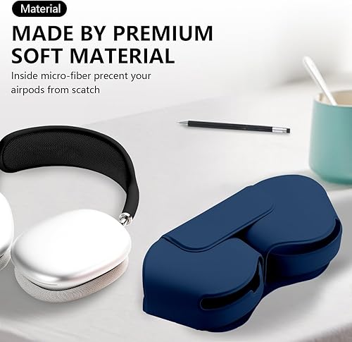 Vista 4 de Maxjoy para Apple Airpods Max Funda inteligente y protectora de cuero PU suave, accesorios con modo de sueño para Airpod Max, estuche de viaje A