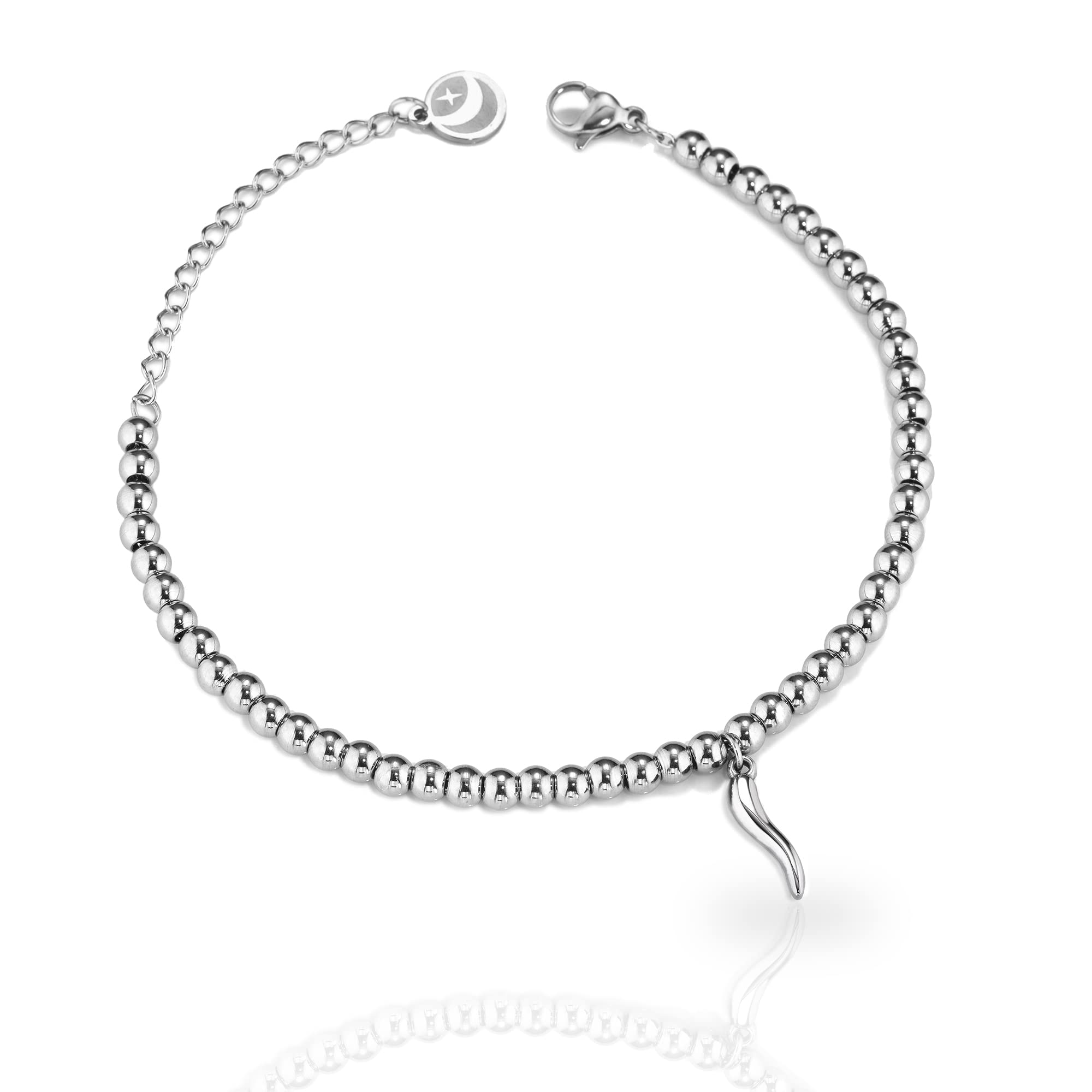 Bracciale Donna Mavijewel Con Pendolo Corno Portafortuna E Cuore - Acciaio, Made In Italy - Foto 7