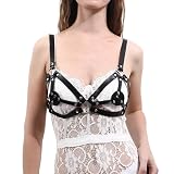 FOCICE Harness Damen Leder Sexy Dessous Frauen Sex Fetisch Brustfrei BH Body BDSM Bondage Harness Punk Gothic Leather Kleidung Sexy Rave Festival Outfit Accessoires