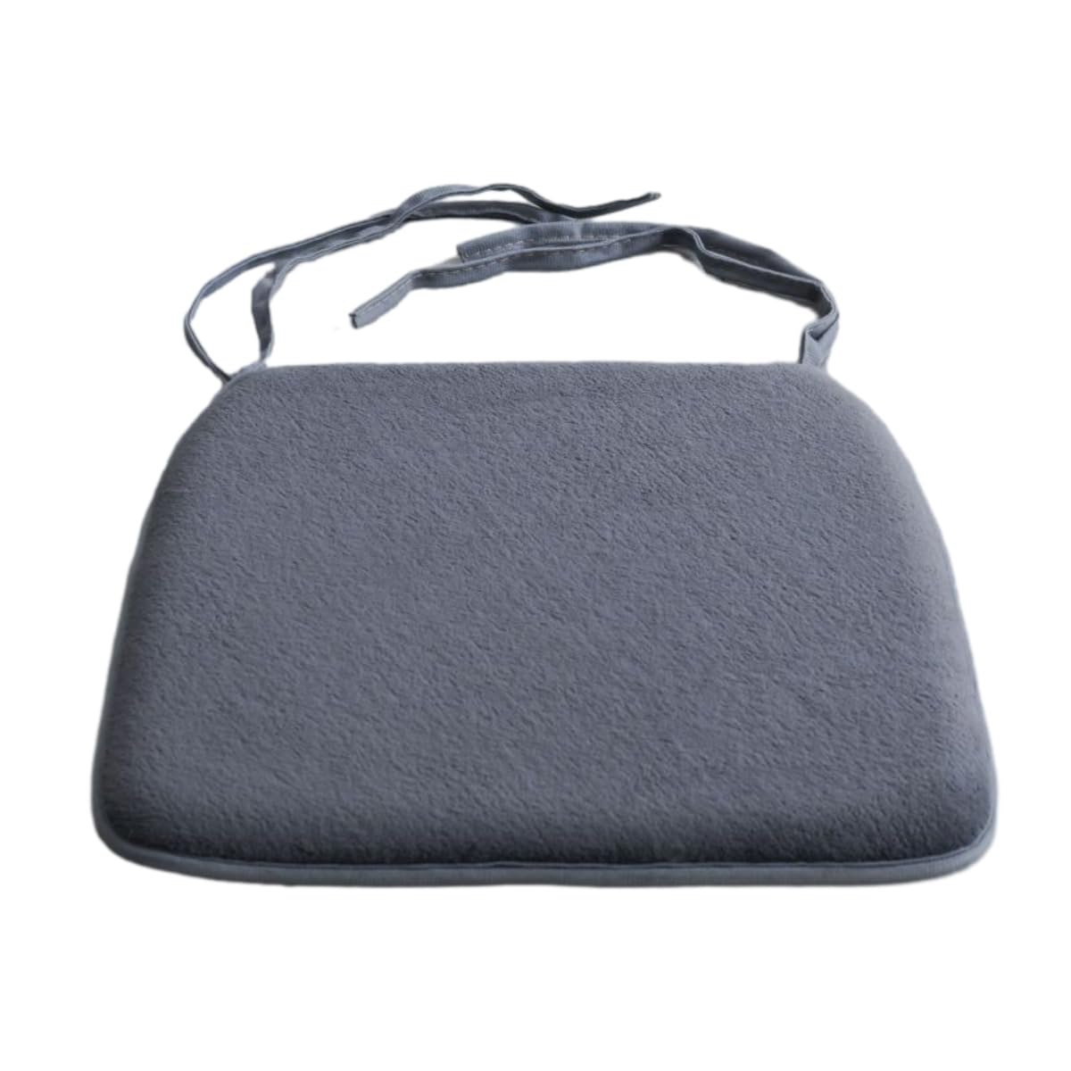 Velvet Chair Cushion with Ties Soft and Warm Seat Pad for Dining Chairs Office Chairs and Cars Non Slip Stool Mat Dark Grey 1 Piece