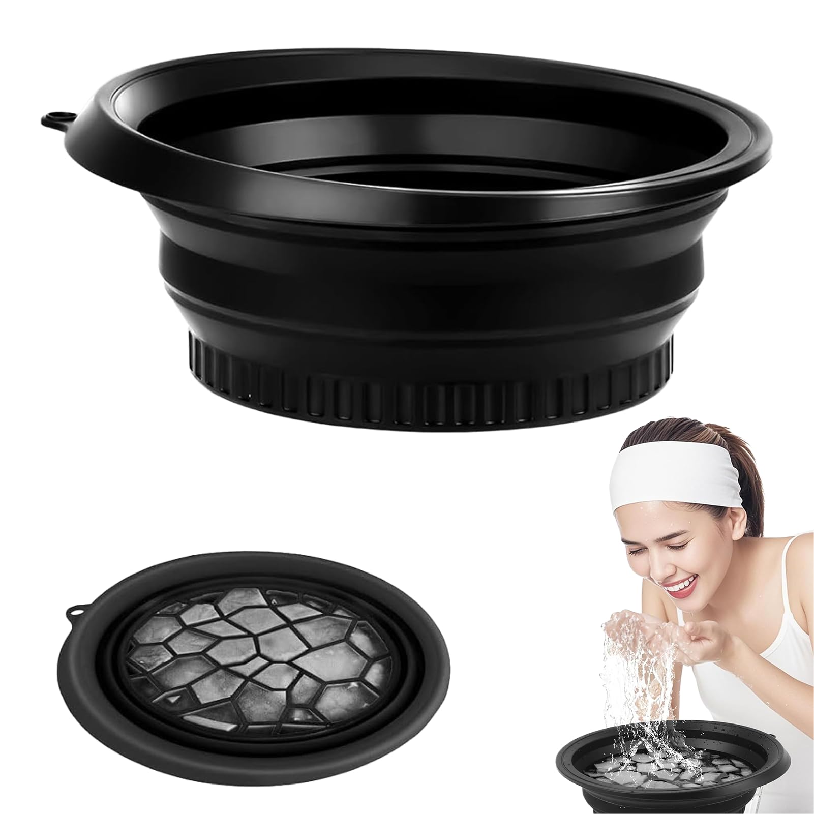 Face Bowl For Ice With Built-In Ice Tray,Ice Face Bowl,Facial Ice Bath,Bath Bow For Cold Plunge Therapy, Skin Tightening & Acne Relief – Black Portable Spa Tool For Home & Travel